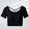 Cuscino per tazza da donna a maniche corte con incrocio sul retro modale, ombelico aperto, t-shirt versatile e sexy, top primavera/estate, stile corto