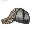 Boll Caps SNBACK C Summer Womens Hats Ponytail Baseball CS Personlighet Leopard Print Breattable Mesh C Golf C Camping Party Hat L240314