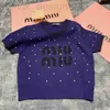 Kvinnors stickor Tees Designer 24 Early Spring New Full Nail Diamond Pullover Kort ärm Topphandduk Embroidered Letter Fashion Versatile SR1J