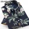 Men's Casual Shirts Ultra-thin Summer Mens Short-sleeved Floral Shirt Plus Size 7XL 8XL 9XL 10XL Beach Seaside Print Loose Hawaiian