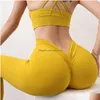 Yoga Outfit Cozok Nu Sensation Retour V-Taille Pantalon Femmes Sans Couture Gym Sports Leggings Y Fitness Entraînement Push Up Collants Drop Livraison Dhcg0