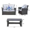 Patio Light Grey 4 Seat Couch Coffee Table Sofa Furniture Set with Rattan Wicker Outdoor Stocked the US, Delivered in 5 Days.