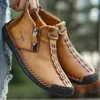 Stiefel Hohe Qualität Leder Männer Schuhe Set Fuß Casual Slip On Loafers Wohnungen Mokassins Plus Größe Handmade