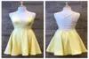 Light Yellow Homecoming Dresses 2019 A Line Spaghetti Neck Short Prom Party Dance Gowns Real Po Lace Up Back Royal Blue Hoco Gr8450912