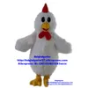 Trajes de mascote branco longo pele frango chook galo galinha pintainho mascote traje personagem dos desenhos animados publicidade unidade reunião anual zx1585