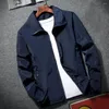 Jaquetas masculinas moda homens casaco elegante jaqueta corta-vento ao ar livre com lapela manga longa zíper carcela cor sólida para