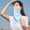 Foulards Bouclier Sunscreen Voile Protection UV avec rabat de cou Masque d'été Femme Décolleté Soie Hommes Pêche Visage