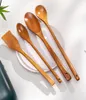 Wooden Spoon Spatula Long Handle Cooking Soup Spoons Wood Butter Cheese Shovel Kitchen Tip Spoon Nonstick Pan Tableware BH7045 TY4718556