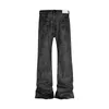 High Street Colle Brossée À La Main Mousseux Baggy Flare Jeans pour Hommes Y2k Pantalones Hombre Pantalon En Cuir Pantalon En Denim Surdimensionné 240309