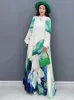 SHENGPALAE robe plissée de couleur contrastée pour les femmes mode de printemps imprimé manches longues a-ligne longueur de plancher Vestido 5R9404 240313