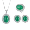 Zhuang Shengsheng smycken över Silver Tiktok Jade Green Chalcedony Pendant Ring Earnail Set