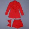 Kvinnors träningsdräkter High Street EST 2024 Designer Runway Set Set Single Button Blazer Camis Shorts 3PCS