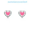 2024 Jewelry Designer Brand Stud S925 Sterling Heart-Shaped Earrings Classic Fashion Exclusive Blue Emamel Splash RA0B