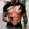 Мужские футболки 2024 Футболка с мышцами для мужчин с 3D принтом на животе Модная индивидуальная футболка с коротким рукавом и круглым вырезом Y2k Топ Летняя уличная одежда Camisetas