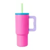 24oz Stainless Steel Tumblers With Silicon Straws SIM Travel Mugs Dopamine Cup With Handle Suit For Kids and Woman LG42