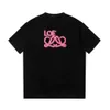 夏の男性TシャツデザイナーTシャツ男ファッションレター蛍光ピンクネオン刺繍グラフィックティーメンズレディースラウンドネックコットンショートスリーブトップス