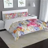 Set Colorful Rose Flower Bed Set Beautiful 3D Printed Däcke Cover Set Queen King Single Double Bed Linne For Girl Woman Beddings Sheer Gardiner