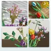 Flores decorativas panlos blocos de construção crianças diy brinquedo artesanal menina buquê quebra-cabeça decoração para casa presente surpresa do feriado 655001 655002 655007