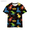 Camisetas Pequeno Dinossauro Mens Camisetas 3D Animais Impressos Manga Curta Tees Moda Verão Casual Bonito Crianças Tops Mulheres Roupas LDD240314