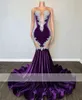 Sexy Purple 2024 sukienki klejnot szyi iluzja Veet syrena bez rękawów sier koronkowe aplikacje krystaliczne koraliki sukienki wieczorowe suknie balowe zamiatanie pociąg