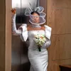 2024 Plus Size Kurze Brautkleider Brautkleider für die Braut Stehkragen Lange Ärmel Illusion Perlen Perlen Spitze Brautkleider für afrikanische schwarze Frauen Mädchen NW106