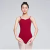 Stage Wear Sexy Ballet Red Leotard Women Practice Dance Neck Hanging One-piece Swimsuit For Girls Team Gymnastics Coverall