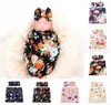 Nyfödd babyblomma Swaddle Rabbit Ear Bow Headbandrose Swaddle trasa 2pcset Floral Printing Mottagande filtar6468174