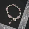 Strand Fashion Jewelry Bracelet Pink Crystal Elegant Women Beaded Rhinestones Gift