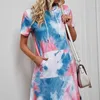 Springsummer Round Neck Tie Dyed Short Sleeve Fashion Women's Loose and Casual Dopamine Dresses for Children