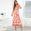 2024 Summer Nytt exotiskt tryck Long Bohemian Resort Beach Dress Large