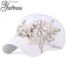 Boll Caps Yauu Brand Baseball C med Rhinestone Women Casual Snback Hat For Flower New Fashion Solid Summer Sun La Hats Wholesale L240314