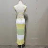 Robe longue tricotée à rayures pour femmes, couleur contrastée, dos nu, tenue de plage, vacances, à lacets, été