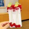 Hair Accessories 1Pair Pearl Cartoon Dragon Clip Plush Ball Bowknot Year Tassel Hairpins Crystal Barrettes Children Animal Duckbill