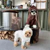 Sweaters White Knit Sweater Jumpsuit Dog Clothes Solid Color Simple Fashion Small Dogs Clothing Cat Winter Warm Thick Pet Items Wholesale