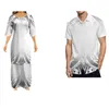 Robes de soirée Robe pour femme rétro polynésienne avec jupe double couche Chemise d'été décontractée pour homme Vêtements de couple respirants et confortables