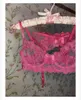 Set di reggiseni Set di reggiseno sexy in pizzo ultra sottile Set di lingerie da donna push up con slip Completo di intimo con fiocco di fiori rosa rosa di due colori