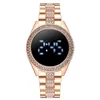 Orologi da polso Orologi da donna di lusso a led Bracciale con diamanti Orologio a catena in acciaio inossidabile per abito in oro rosa Quarzo casual