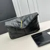 Envelope Puffer Handbags Purse Genuine Leather Credit Card Wallet Magnetic Button Golden Hardware Women Flap Fashion Wallets Two Piece Set