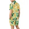 Projektant Suit European Mens Casual Loose Shirt Set Hawaii Digital Print Beach Shorts Shorts Qtdf