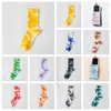 Calcetines para mujer para hombre Tie Dye Impresión Calle Impreso Algodón Hiphop Deporte Calcetín para hombres Mujeres Alto Otoño Invierno12