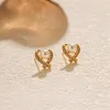 Stud Earrings Gold Plated Pearl Accessory Elegant Crystalf Flower Love Heart Earring For Women Girls