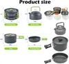 Pannen Camping Kookgerei Draagbare antiaanbaklaag Koken Backpacken Kit Outdoor Picknick Lichtgewicht Potten Pannenketel