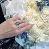 Cluster Rings Luxury High Quality Brand Jewelry 925 Sterling Silver Four Petal Flower Ring for Women Charm Fashion Temperament Party Gift