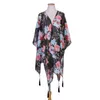 Borla decoração biquíni xale verão praia blusa flor impressão cover-up poncho cardigan para mulher protetor solar maiô