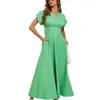 Women's Summer Fashion Small Vneck Short Sleeve Waist Wrap Dress for Women