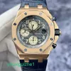 AP Watch Top Machinery Watch Royal Oak Offshore Série 26470OR Disco Cinza 18K Ouro Rosa Relógio Mecânico Automático Masculino 42mm