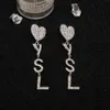 Desginer YSL -smycken YLS Small och Highend Känsla full av Diamond Heart Letterörhängen för kvinnliga Instagram -påverkare Överdriven temperament Långt runda ansikte S