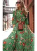 Primavera Estate Vintage Fiore Stampa floreale Maxi Abito Office Lady Moda Elegante manica lunga Oneck Abiti per le donne 2023 240313