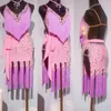 Stage Wear 2024 Damska latynoska sukienka Tasel High End Custom Pink Pearl Tango Chacha Konkurs Profesjonalny występ
