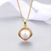 Pendant Necklaces Natural Freshwater Pearl Round Inlaid Zircon Necklace Fashionable Simple Personalized Clavicle Chain Trendy Women's